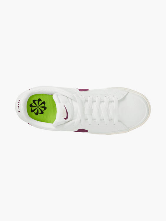 Court Legacy White/Rosewood Pink Lace-up Trainer 