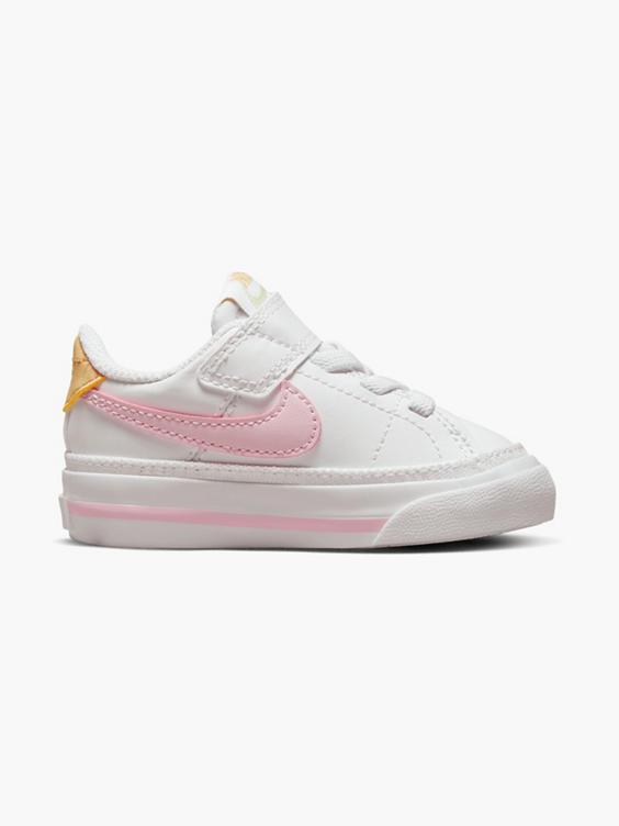 Nike White/Pink Toddler's Court Legacy Velcro Trainer