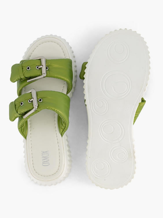 Groene metallic platform slipper