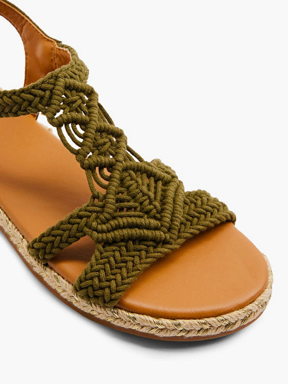 Khaki Woven Flat Sandal 