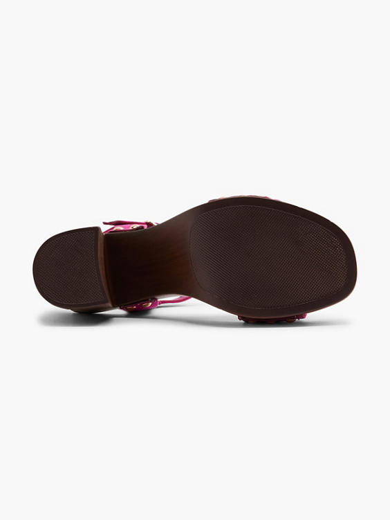 Pink Studded Platform Sandal with Ankle Strap