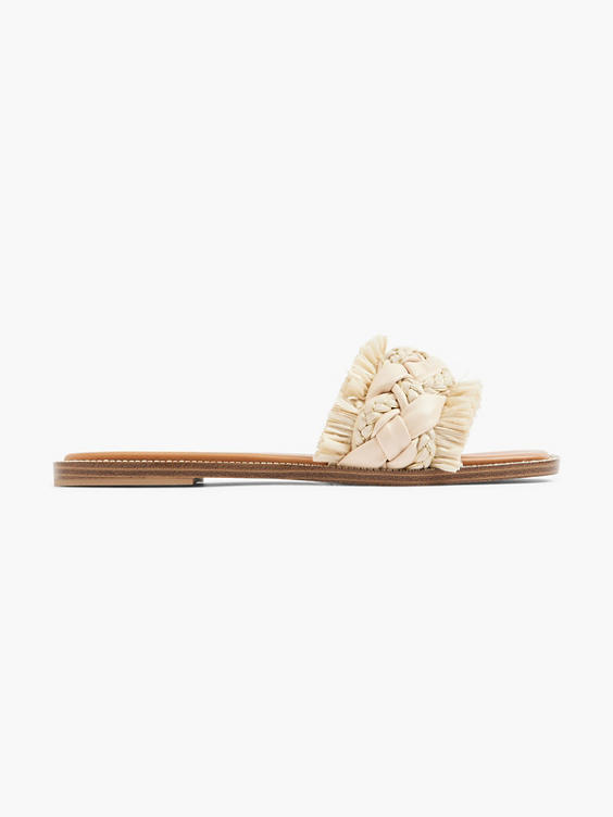 (Catwalk) Beige Braided Flat Sandal with Fringing and Diamante Details ...
