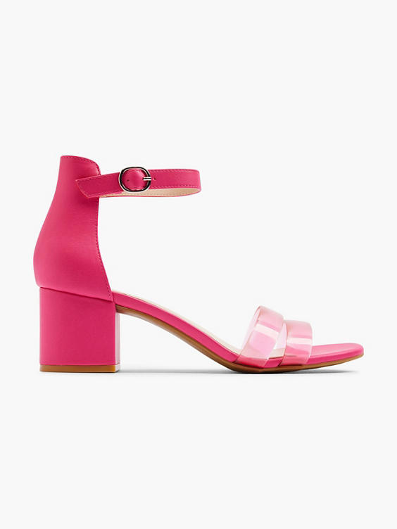 Pink Block Heel with Perspex Straps