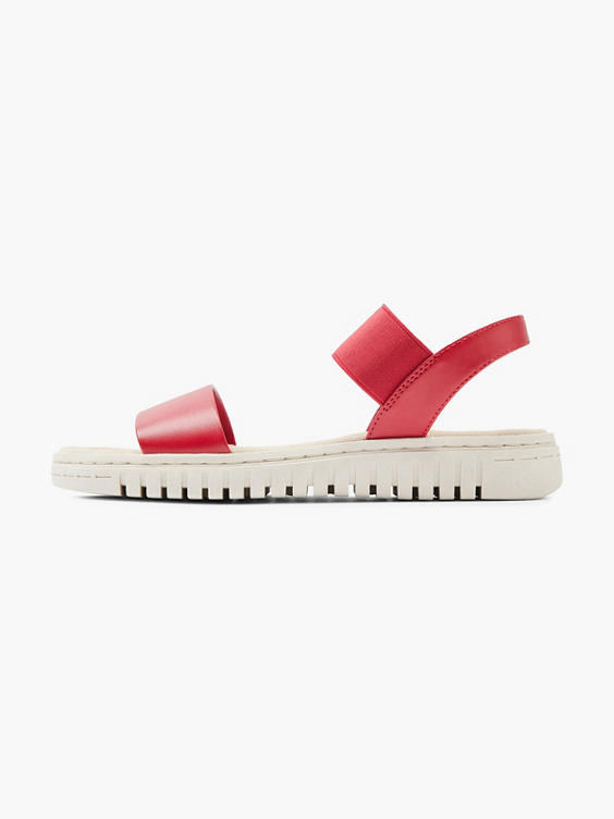 Red and White Flat Sandal 