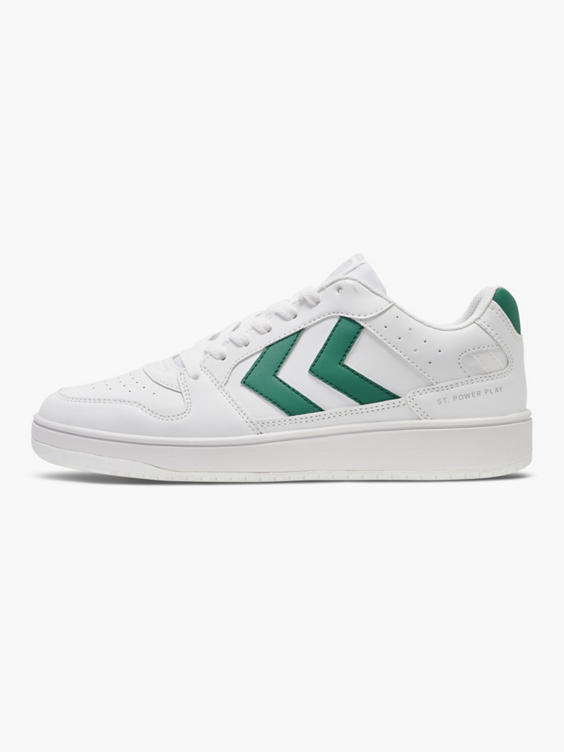 Hummel Mens White/Green St Power Play CL Lace-up Trainer