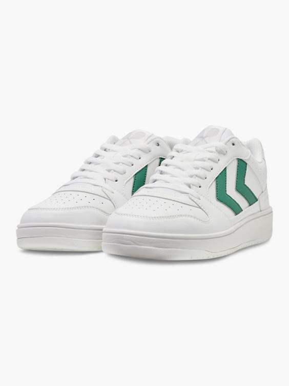 Hummel Mens White/Green St Power Play CL Lace-up Trainer