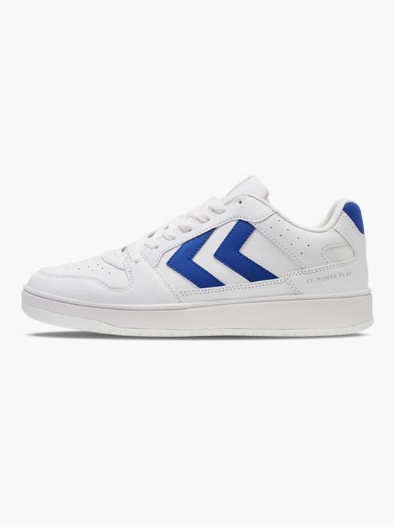 Hummel Mens White/Blue St Power Play CL Lace-up Trainer
