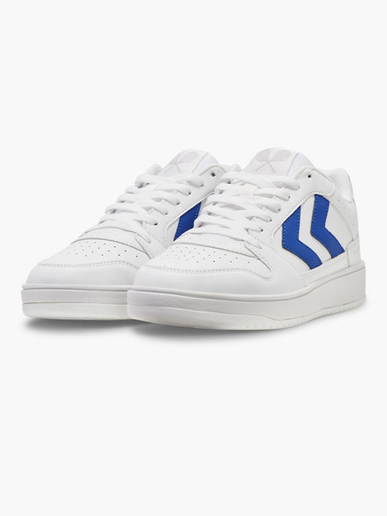 Hummel Mens White/Blue St Power Play CL Lace-up Trainer