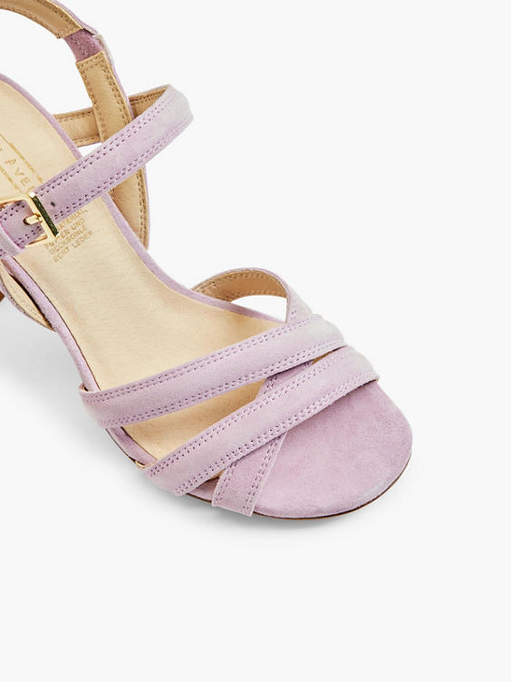 Lilac Leather Open Toe Heeled Sandal 