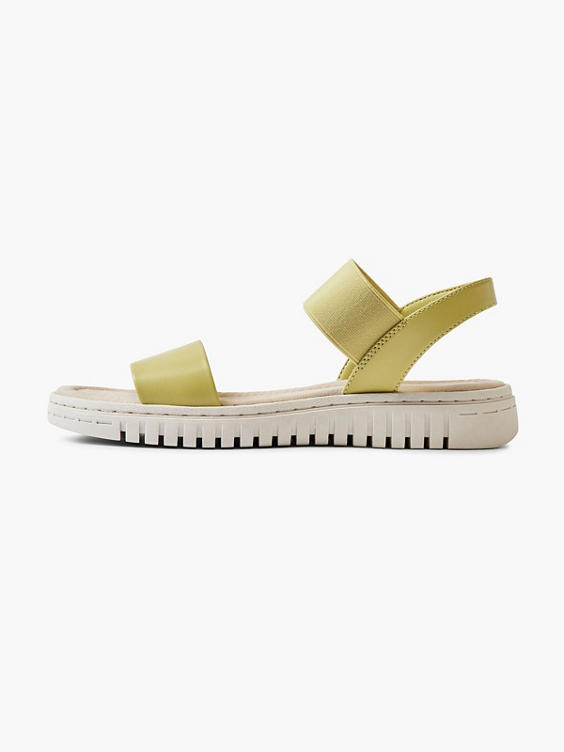 Lime Flat Sandal with Elasticated Ankle Strap  