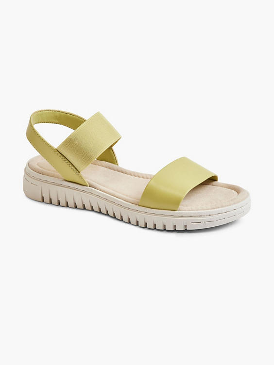 Lime Flat Sandal with Elasticated Ankle Strap  