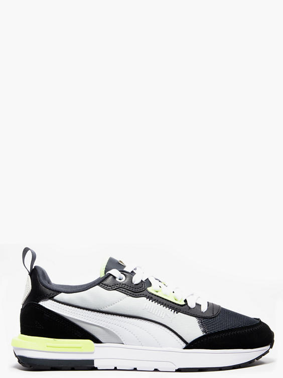 Puma White/Black/Grey/ Yellow R22 Lace-up Trainer