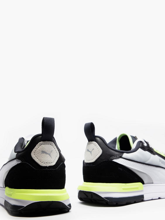 Puma White/Black/Grey/ Yellow R22 Lace-up Trainer