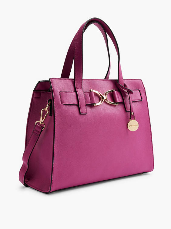 Pink Tote Bag with Matching Bag Charm and Link Detail
