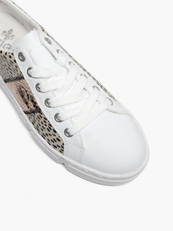 (Rieker) Ladies White Leopard Print Rieker Trainer in White | DEICHMANN