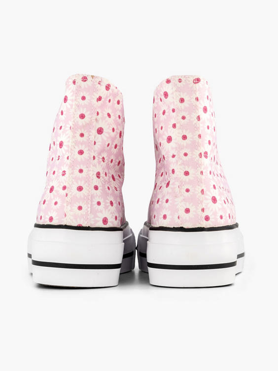 Roze canvas hoge sneaker