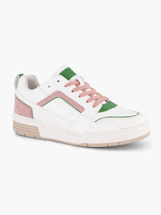Witte retro sneaker roze