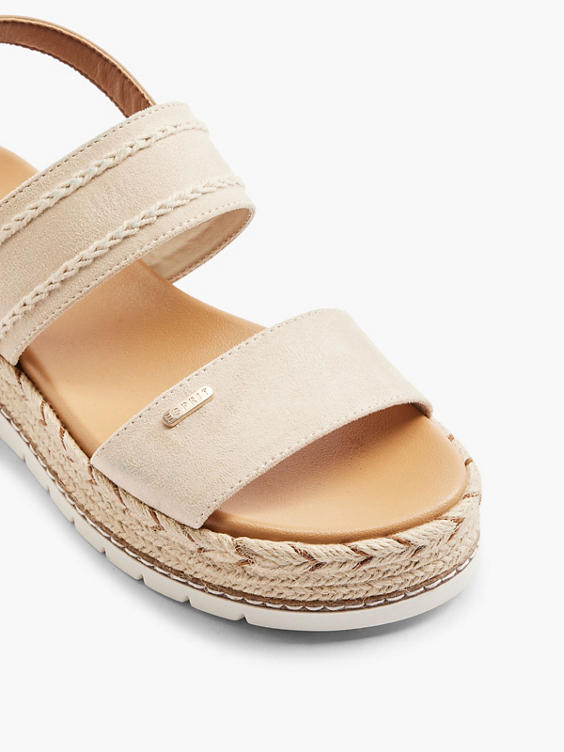 Beige Platform Sandal with Stitching Detail 