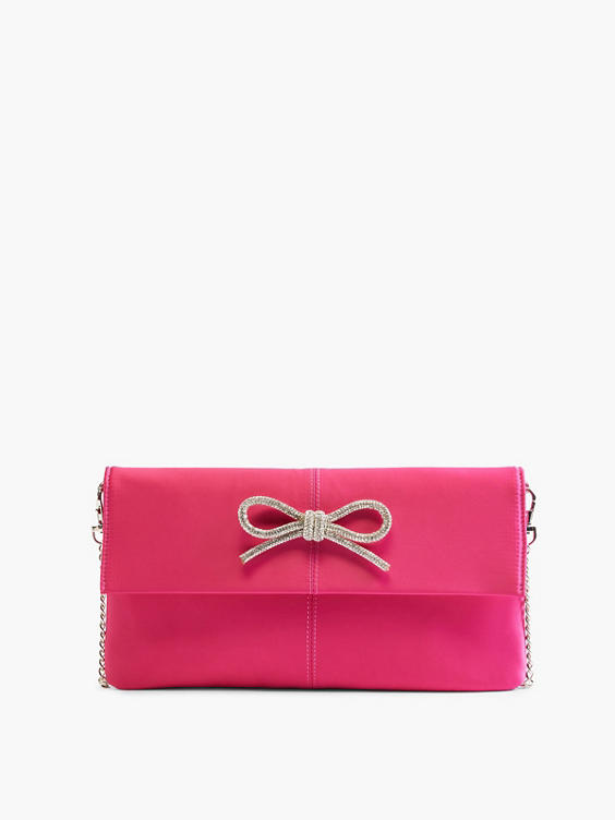 Pink Clutch with Silver Diamante Bow