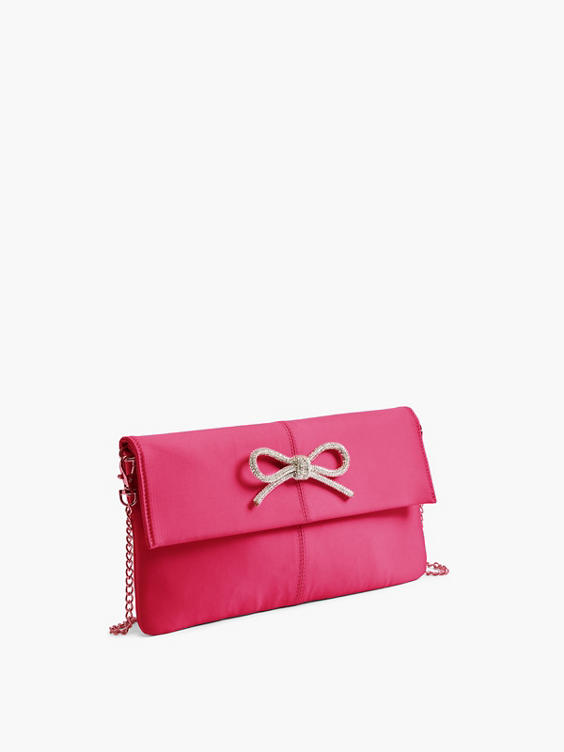 Pink Clutch with Silver Diamante Bow