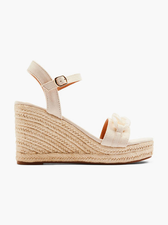 Cream Wedge Heel with Chain Detail