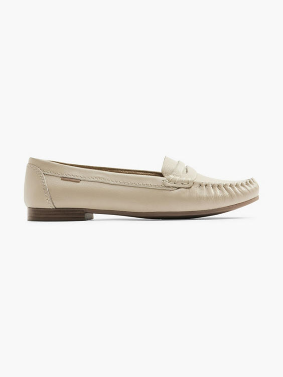 Off White Flat Leather Loafer