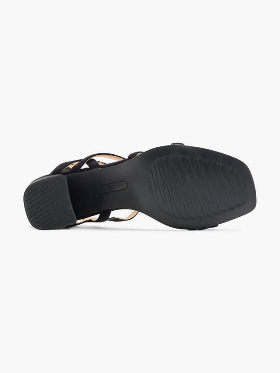 Black Leather Strapped Sandal 