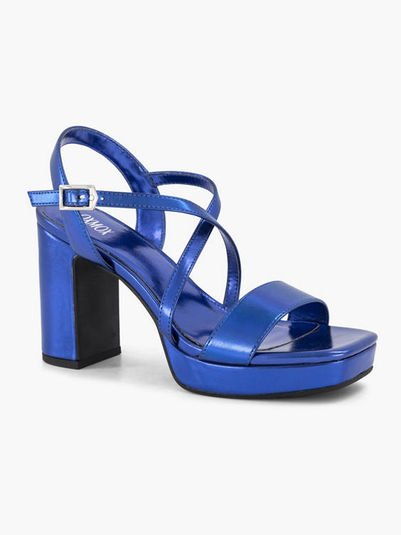 Blauwe metallic sandalette