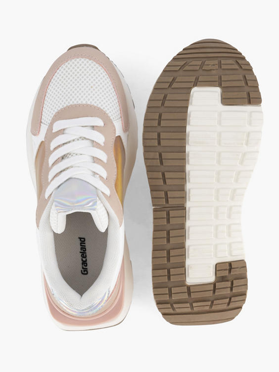 Witte sneaker metallic roze
