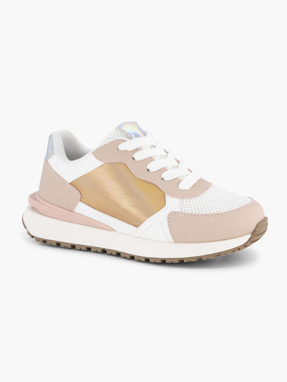 Witte sneaker metallic roze