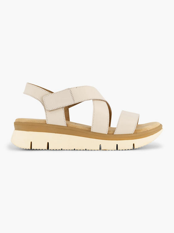 Witte leren sandaal velcro