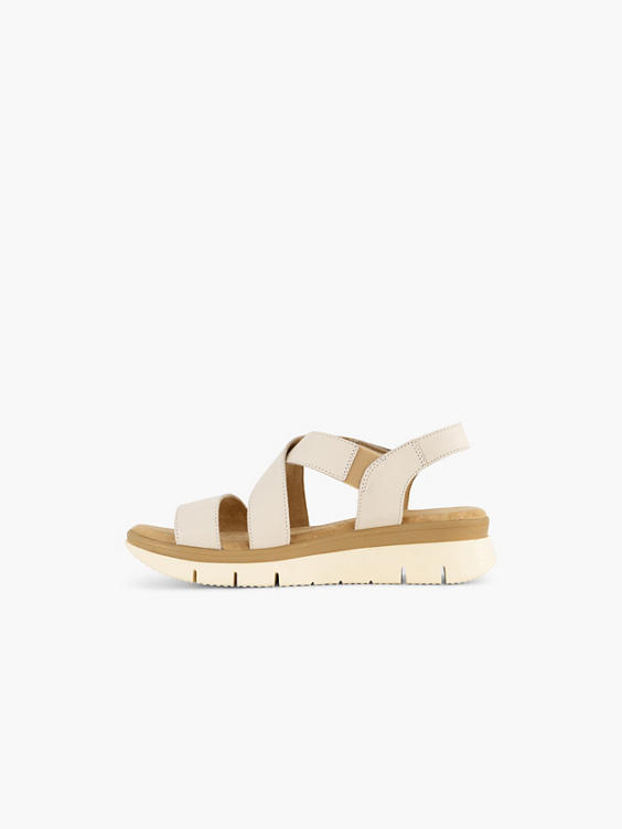 Witte leren sandaal velcro