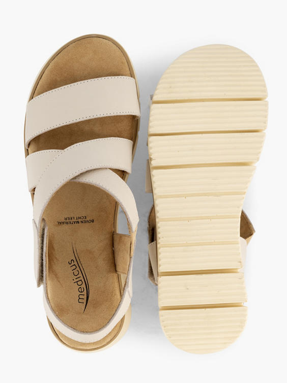 Witte leren sandaal velcro