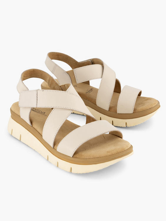 Witte leren sandaal velcro
