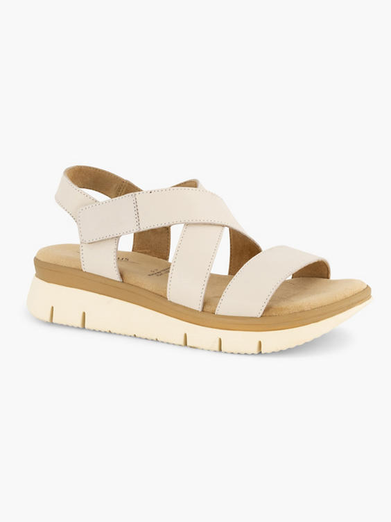 Witte leren sandaal velcro