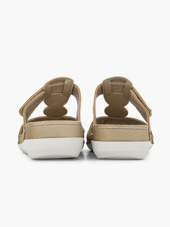 Zandkleurige slipper velcro