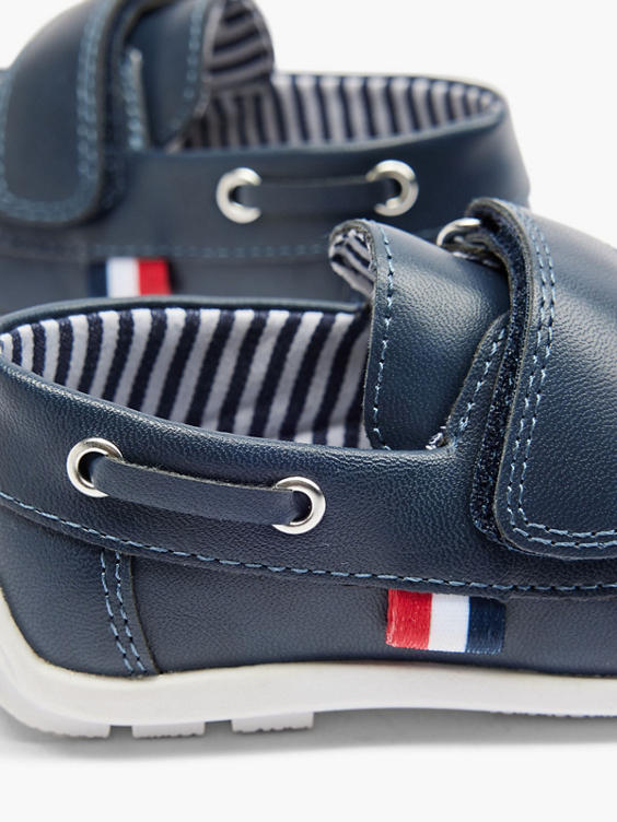 Navy Boat Shoe with Touch Fastening