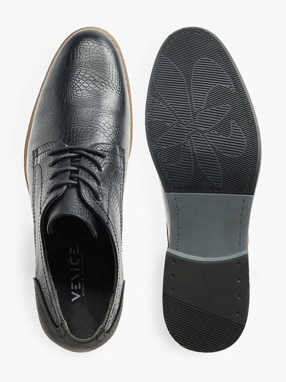 Black Formal Snakeskin Lace-up Oxford Shoe