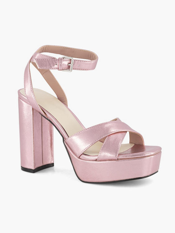 Roze sandalette metallic