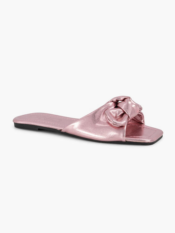 Roze metallic slipper strik