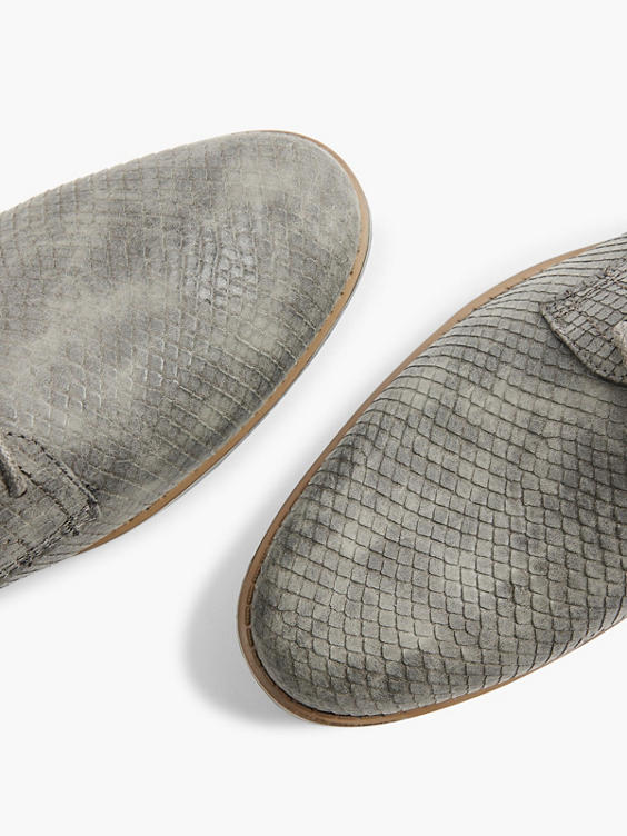 Formal Grey Snakeskin Lace-up Shoe 