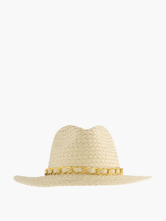 Beige rieten strandhoed