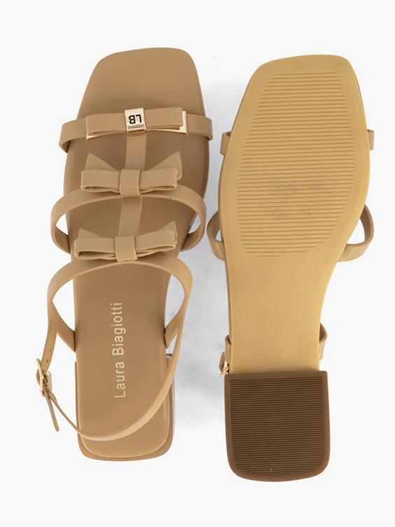 Beige sandaal strikjes