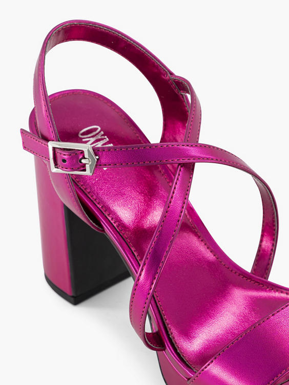 Roze metallic sandalette