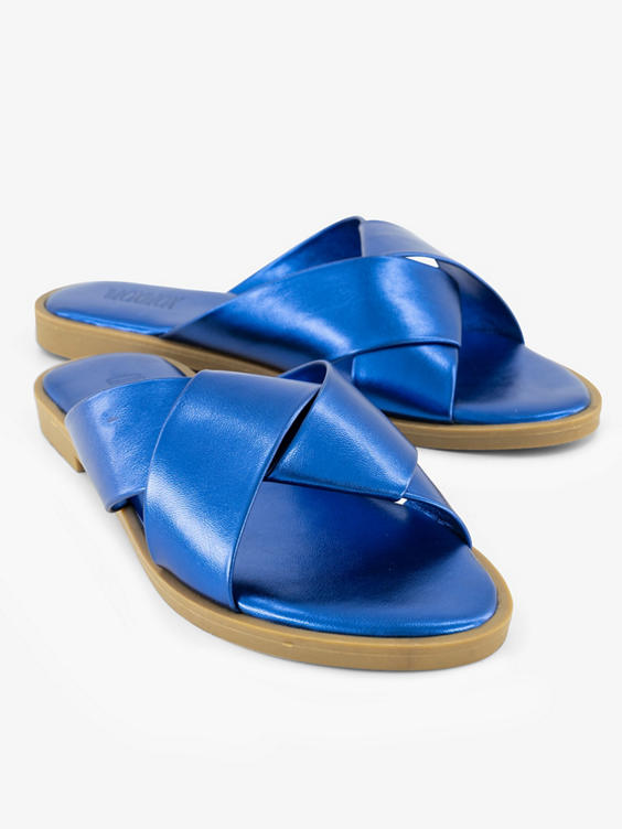 Blauwe slipper metallic