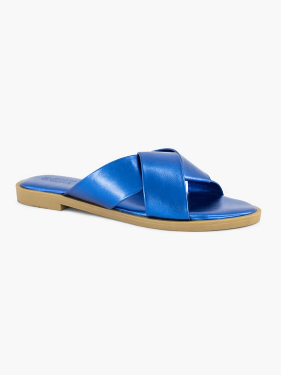 Blauwe slipper metallic