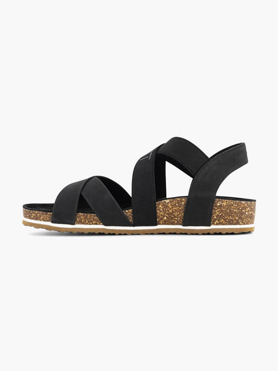 Zwarte elastische sandaal