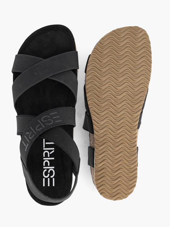 Zwarte elastische sandaal