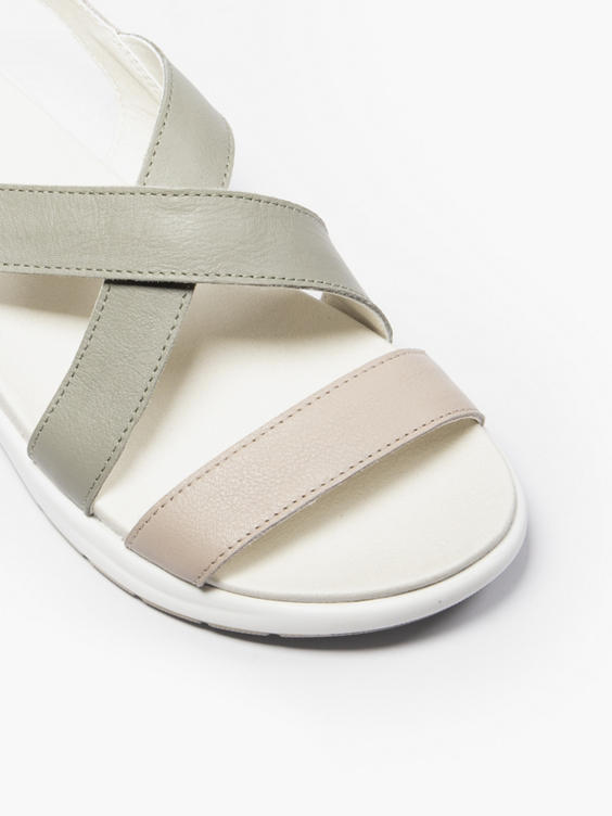 Multi Colour Leather Ankle Strap Flat Sandal