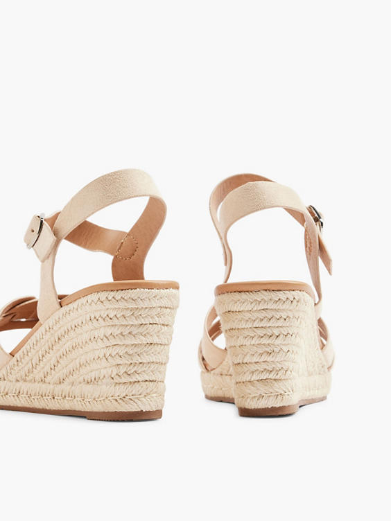 Neutral Woven Strapped Wedge Heel